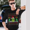Frog Wearinganta Hat Christmas Lights Xmas Frog 長袖Tシャツ 彼への贈り物
