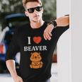 Baby Beavers Minimalist Cute I Love Beaver 長袖Tシャツ 彼への贈り物