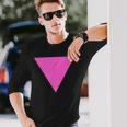 Gay Pride Upside Down Pink Triangle 長袖Tシャツ 彼への贈り物