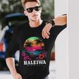 Haleiwa ハワイ ハワイアン ハイビスカス 花 サーファー お土産 長袖Tシャツ 彼への贈り物