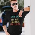 Hombre Regalo Para El Día Del Padre Natación Papá Hombre Mito Leyenda Camiseta de manga larga Regalos para él