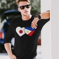 Japanese Flag Phillipinesフィリピンの遺産 フィリピンのルーツ 日本の国旗 フィリピンの国旗 長袖Tシャツ 彼への贈り物