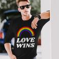Lgbt フラッグ プライド ポケット レインボー Love Wins パーティー レインボー 長袖Tシャツ 彼への贈り物