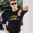 Lgbtq レインボー 山 サンセット ヴィンテージ 長袖Tシャツ 彼への贈り物