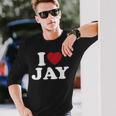 I Love Jay I Heart Jay レッドハート 長袖Tシャツ 彼への贈り物