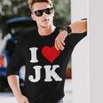 I Love Jk Initials I Heart JK First Last Name J K 長袖Tシャツ 彼への贈り物