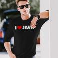 I Love ハート Java 長袖Tシャツ 彼への贈り物
