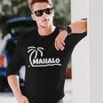 Mahalo サンクス ハワイ ヤシの木 ビーチ ホリデーギフト サンサーフ 長袖Tシャツ 彼への贈り物