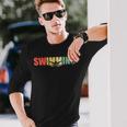 Natación Nadar Deporte Retro -Intage Brazada Nadador Camiseta de manga larga Regalos para él
