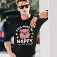 Pigs Make You Happymile かわいい 子豚 恋人 おもしろ豚 長袖Tシャツ 彼への贈り物