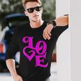 Pink Love ピンクカラーグラフィック 長袖Tシャツ 彼への贈り物