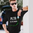 Pltr To The Moontock Ticker Wsb 面白いミーム 長袖Tシャツ 彼への贈り物