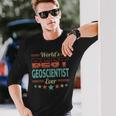 Retro Badge Worlds Best Geoscientist 長袖Tシャツ 彼への贈り物