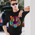 Tigre Arte Zoo Colorido Animal Tigre Camiseta de manga larga Regalos para él
