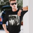 Ufoとリス自撮り面白いリス愛好家 長袖Tシャツ 彼への贈り物