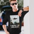 Ufoシャツ I Want To Believe Alien Ufotシャツ 長袖Tシャツ 彼への贈り物
