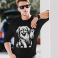 かわいいペキニーズ ハート足犬グラフィック デザイン 長袖Tシャツ 彼への贈り物
