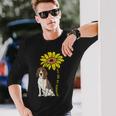 ひまわり サンシャイン ビーグル 動物 ペット ハウンド 犬 恋人 ギフト 長袖Tシャツ 彼への贈り物