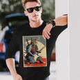 アニメ 日本の侍猫 エレキギターを弾くアートワーク 長袖Tシャツ 彼への贈り物