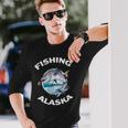 アラスカの魚アラスカの野生の鮭のお土産釣りアラスカ 長袖Tシャツ 彼への贈り物