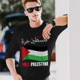 アラビア語でパレスチナ国旗 パレスチナ人とパレスチナ人向け 長袖Tシャツ 彼への贈り物
