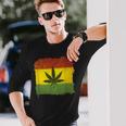 ウィード マリファナ ガンジャ リーフ ラスタ フラッグ 大麻 恋人 ギフト 長袖Tシャツ 彼への贈り物