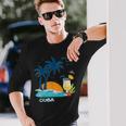 キューバ 熱帯の風景 ハバナ ギフト お土産 カリブ海 ヤシの木 冒険 長袖Tシャツ 彼への贈り物