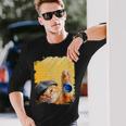 クラシックブルーヨーヨーの猫 長袖Tシャツ 彼への贈り物
