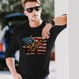 ジョージ・ワシントン ライディング A ダイナソー 面白い 4Th Of July デザイン 長袖Tシャツ 彼への贈り物