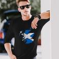スコットランドの地図と旗の胸のロゴ スコットランドのお土産 長袖Tシャツ 彼への贈り物