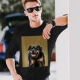 ハッピーロットワイラー犬自撮りポートレート 長袖Tシャツ 彼への贈り物