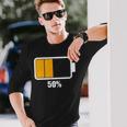 バッテリーハーフ残量50 バッテリーデッドtシャツ バッテリー残量が少ない 長袖Tシャツ 彼への贈り物