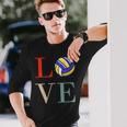 バレーボール 面白い バレー部 おもしろ 文字入り 服 おもしろグッズ 文字 ネタ メンズ Love 部活 長袖Tシャツ 彼への贈り物