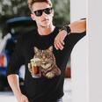 ビールジョッキ かわいい猫 長袖Tシャツ 彼への贈り物