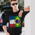 フランス ブラジルの旗 長袖Tシャツ 彼への贈り物