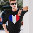 フランス国旗ラブハートフランス国旗 長袖Tシャツ 彼への贈り物