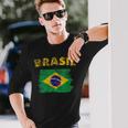 ブラジルの国旗 Brasil 長袖Tシャツ 彼への贈り物