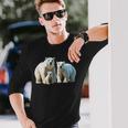 ホッキョクグマ。動物好き、シロクマの家族 長袖Tシャツ 彼への贈り物