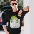 ポケットに入ったカエルのシャツ 面白いカエルのtシャツ カエルの恋人 長袖Tシャツ 彼への贈り物