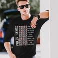 ポーカーハンド チートシートカード カジノゲーム 面白いプレイヤーギフト 長袖Tシャツ 彼への贈り物
