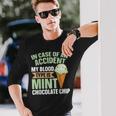 ミントチョコチップフレーバー ワッフルコーン ミントアイスクリーム 長袖Tシャツ 彼への贈り物
