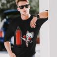 ムエタイ猫、キックボクシング 長袖Tシャツ 彼への贈り物