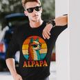 レトロ ヴィンテージ Alpapa アルパカ 恋人 ラマ 父の日 長袖Tシャツ 彼への贈り物