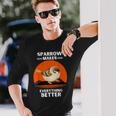 ヴィンテージ スズメの鳥 Make Everything Better スズメの鳥 長袖Tシャツ 彼への贈り物