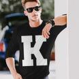 大文字 K アルファベットモノグラム イニシャル 長袖Tシャツ 彼への贈り物