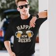 大晦日パーティー ハッピーニュービール おもしろビール愛好家ギフト 長袖Tシャツ 彼への贈り物