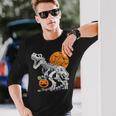 恐竜 T-Rex スケルトン 古代 科医 恐竜 怖い ハロウィン 長袖Tシャツ 彼への贈り物