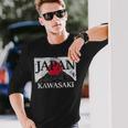 日本 カワサキ 富士山 旗 長袖Tシャツ 彼への贈り物