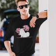 日本のかわいいさくら 桜 ジャパニーズスピッツ犬 長袖Tシャツ 彼への贈り物