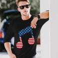 星条旗 アメリカ国旗 音符 長袖Tシャツ 彼への贈り物